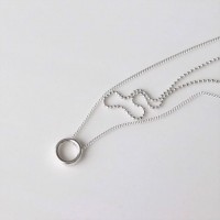 (Silver925) Circle two line necklace