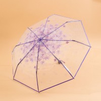 3단 꽃비 우산 투명