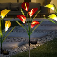 태양광 꽃정원등 레드 카라 LED