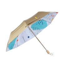 레이어 UV 양산겸 더블 잎사귀 차단 우산 골드