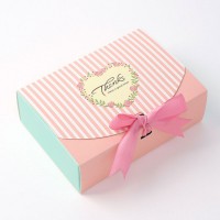 핑크 접이식 리본 선물포장 상자 10p 16.5X11.5cm