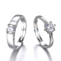 심플 지르코니아큐빅 다이아몬드 쌍 커플 결혼 반지