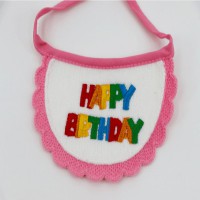 생일파티 자수케이프 턱받이 핑크