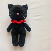 올블랙 검정 고양이 애착인형 고양이장난감 뜨개인형