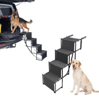 캠핑 차박용 튼튼한 휴대용 강아지 계단 올블랙